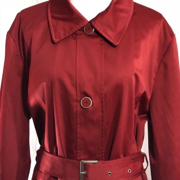 Weatherproof Garment Red Trench Coat Large Buttons - Picture 3 of 6